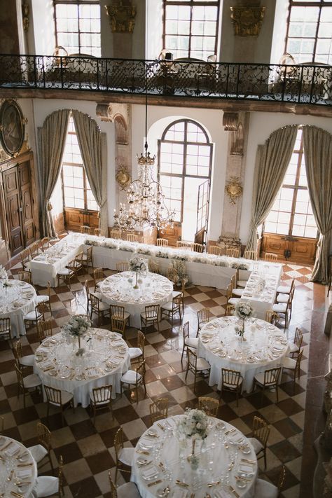 The historical ballroom of Leopoldskron Castle  - Wedding in Salzburg Historical Venue Wedding, Wedding Ideas Castle, Crystal Ballroom Wedding, Small Ballroom Wedding, Castle Ballroom Aesthetic, Historic Wedding Venues, Castle Wedding Theme, Manor Ballroom, Castle Wedding Aesthetic