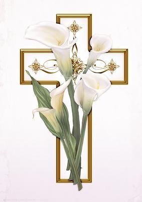 Painted Lilies, Church Bulletin Covers, With Sympathy, Cross Pictures, Cross Wallpaper, Easter Lily, Easter Images, Easter Religious, Easter Pictures