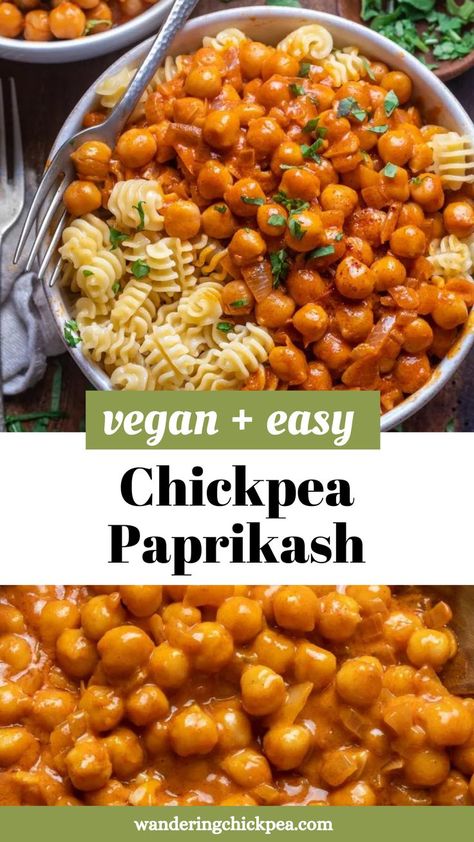 Chickpea Paprikash Creamy Coconut Sauce, Paprikash Recipe, Sweet Paprika, Coconut Sauce, Vegan Pasta Recipes, Chickpea Recipes, Tasty Vegetarian Recipes, Pasta Noodles, Canned Chickpeas