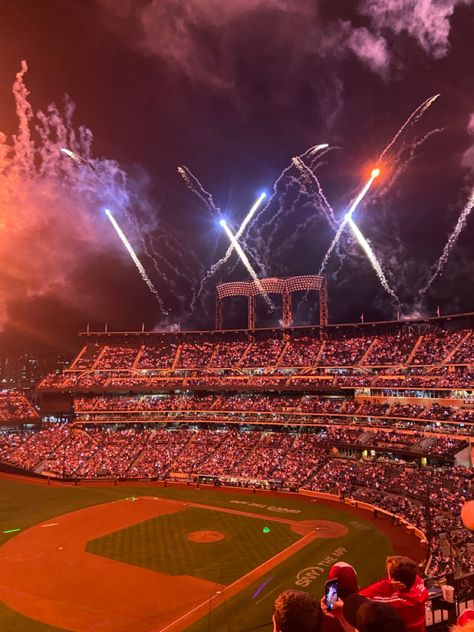 Fireworks at baseball game Sports Games Aesthetic, Baseball Stadium Aesthetic, Baseball Game Aesthetic, Brain Illusions, Baseball Aesthetic, Liz Tomforde, Fireworks Pictures, Baseball Boys, I Love America