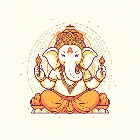 Ganesh Ji Illustration, Lord Ganesh Drawings, Ganpati Bappa Logo, Cute Ganpati Bappa Wallpapers, Ganpati Bappa Drawing Easy, Ganesha Illustration, Lord Ganesha Drawing, Ganpati Paintings, God Frame