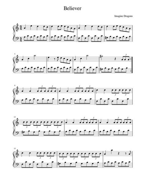 Believer - Imagine Dragons (Easy Piano)|#freesheetmusicforguitar #guitarsheetmusic #popularguitarsheetmusic #guitarnotesforbeginners #Sheetmusic #drumssheetmusic #popularpianosheetmusicfree #Violinsheetmusic Easy Piano Songs Sheet Music, Piano Songs Chords, Popular Piano Sheet Music, Believer Imagine Dragons, Piano Songs Sheet Music, Piano Songs For Beginners, Piano Notes Songs, Piano Sheet Music Pdf, Song Notes