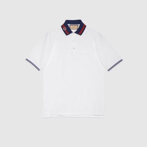 Contrast Collar, Cotton Polo Shirt, Short Long, Cotton Polo, Long Sleeve Polo, Gucci Men, T-shirt Polos, Mens Polo Shirts, Polo Shirts