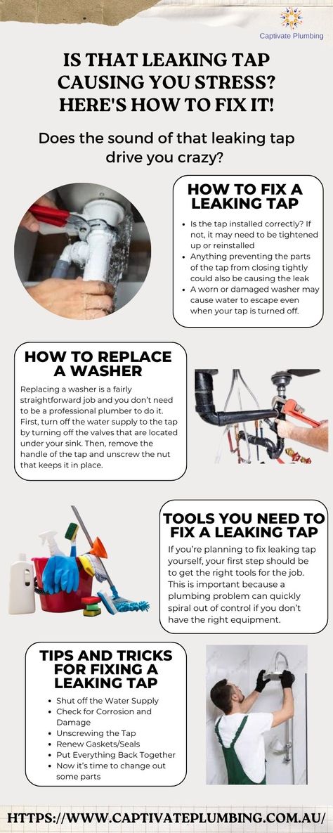 If you have a dripping tap, you may quickly fix it and get it back to working normally if you have the necessary equipment, knowledge, and creative problem-solving abilities.Therefore, the next time your faucet leaks, don't panic, simply follow a few easy measures and you'll have a plumbing experience that is painless. Plumbing Knowledge, Leaking Faucet, Creative Problem Solving, Back To Work, Fix It, Problem Solving, Plumbing, Faucet, Tap