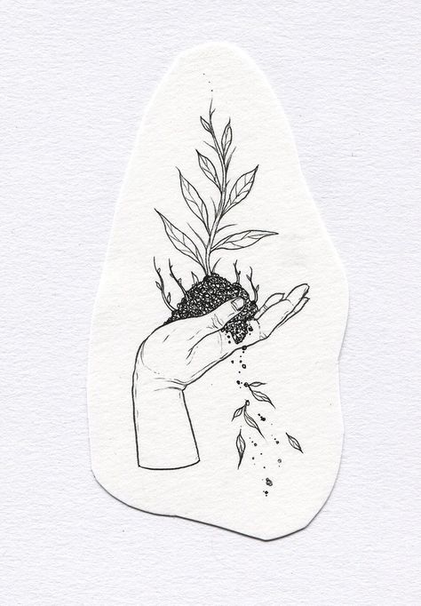 Quelques "daily drawings" de la semaine! - Daily Drawing from last week! Minimalist Earthy Tattoos, Plant Growing Tattoo, Hand Plant Tattoo, Hand Sketch Simple, Hands Drawing Tattoo, Plant Hand Tattoo, Minimalist Plant Tattoo, Tattoo Farm, Plant Tattoo Men