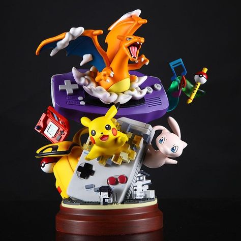 Pokemon Resin Statue Gameboy Pikachu Mewtwo Charizard Action Figure Statue Pokemon Torte, Mew And Mewtwo, Pokemon Poster, Pokemon Charizard, Gameboy Color, Pokemon Red, Pokemon Toy, Anime Figurines, Game Boy