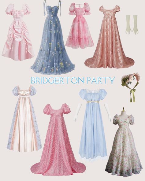 Bridgerton Outfit Inspiration and Style Brigentons Outfit, Bridgerton Dresses Inspired Party, Bridgerton Costumes Halloween, Bridgerton Party Outfit Ideas, Bridgerton Outfit Ideas, Brigerton Outfit Inspired, Bridgerton Inspired Dresses, Bridgerton Inspired Outfits, Bridgerton Gown