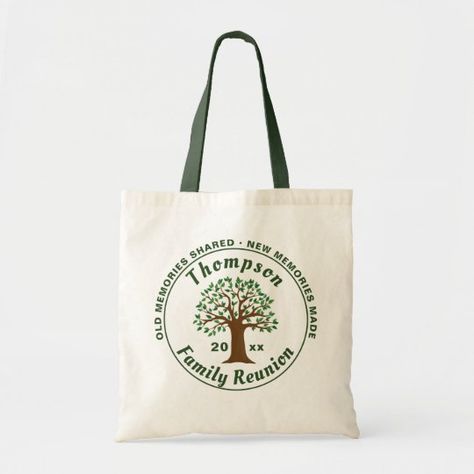 Family reunion memories keepsake souvenir gift tote bag for Tote bags For Wedding Family Reunion Bags, Family Reunion Keepsakes, Walking Gifts, Family Reunion Gifts, Reunion Gift, Family Reunion Shirts, Family Reunion Planning, Green Circle, The Reunion