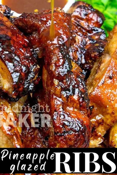 Pineapple Ribs Smoker, Grilled Spare Ribs Recipes, Best Bbq Ribs On The Grill, Ribs No Bbq Sauce, Pineapple Wrapped Ribs, Pineapple Ribs Oven, Rib Glaze Recipes, Pineapple Spare Ribs Recipe, Rib Recipes Grilled