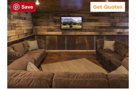 Basement Home Theater, Rustic Basement, Man Cave Basement, Rec Room, Living Room Makeover, Basement Remodeling, Farmhouse Living, Finishing Basement, Design Case