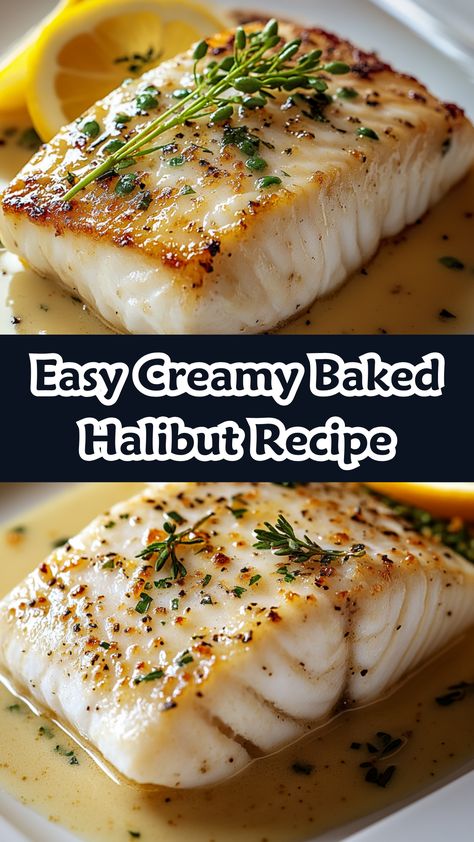 Discover the ultimate comfort food with this Easy Creamy Baked Halibut recipe. Perfectly flaky halibut fillets are smothered in a rich cream sauce infused with fresh garlic and herbs, creating a dish that’s not only delicious but also simple to prepare. In just 30 minutes, you can whip up this gourmet meal, ideal for family dinners or entertaining guests. Serve it alongside vibrant seasonal vegetables or fluffy rice for a complete meal that’s sure to impress! White Fish Dinner Recipes, Baked Halibut, Halibut Recipe, Halibut Recipes, Fluffy Rice, Seasonal Vegetables, Vegetable Seasoning, Ultimate Comfort Food, Fresh Garlic