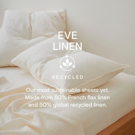 Meet Eve Linen Recycled. Our most sustainable sheets yet. Made from 50% French flax linen and 50% global recycled linen—they're good for you, your sleep, and the environment. Bedding Ads, Pillow Ads, Sleep Photo, Quilt Photography, Linen Bed Sheets, Cosy House, Ad Home, Quilt Covers, Quilt Cover