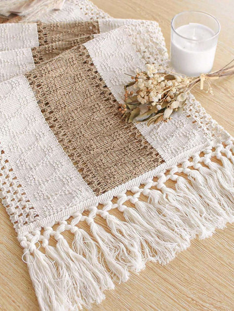 Burlap Table Decorations, Brown Macrame, Boho Dining Room, Thanksgiving Table Runner, Rustic Table Runners, Boho Table Runner, Macrame Table, Farmhouse Table Runners, Boho Table