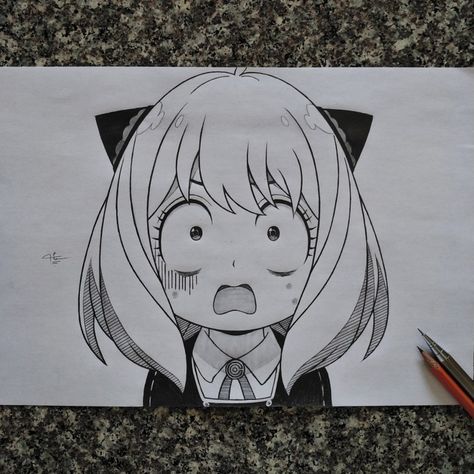 Anya Anya Art Drawing, Anime Drawing Spy X Family, Anime Sketch Anya, How To Draw Anya Forger Step By Step, Anya Drawing Sketch, Anya Anime Drawing, Spy X Family Drawings, Anya Drawing Easy, Dessin Spy X Family