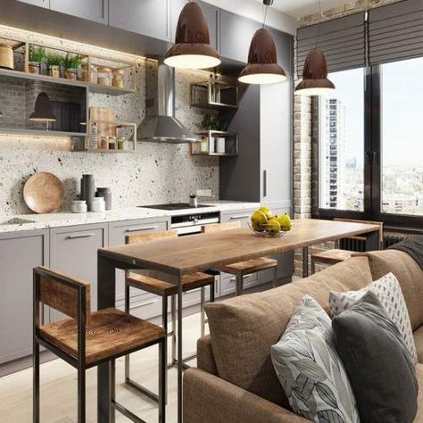 Studio Apartment Ideas That Will Draw Your Attention And Capture Your Heart ★ Studio Apartment Kitchen, Cozy Studio Apartment, Mini Apartments, Studio Apartment Living, Modern Apartment Design, Small Apartment Interior, Condo Interior, Deco Studio, Small Apartment Design