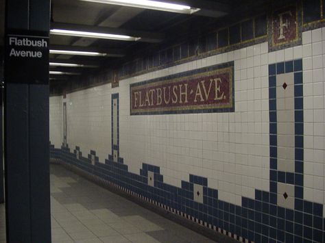 Last stop on the IRT #3&4 trains. Better known by locals as the Junction. The crossing of Flatbush and Nostrand Avenues. Flatbush Brooklyn, Brooklyn Image, Brooklyn College, Nyc Train, Gig Poster, Subway Station, New York Subway, Orange Line, Nyc Subway