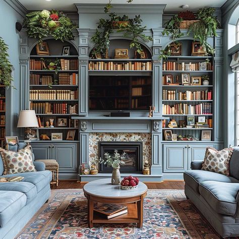 50+ Bookshelves in Dwelling Room with TV That Will Have You Internet hosting the Most Instagrammable E-book Membership EVER- #Book #Bookshelves #Club #Hosting #Instagrammable #living #Room Check more at https://howcandothis.com/homedecoration/50-bookshelves-in-dwelling-room-with-tv-that-will-have-you-internet-hosting-the-most-instagrammable-e-book-membership-ever/ Blue Living Room Paint, Living Room Decor India, Living Room Ideas Blue, Blue Living Rooms, Blue Living Room Inspiration, Room Ideas Blue, Bookshelf Designs, Color Scheme Blue, Cozy Home Library