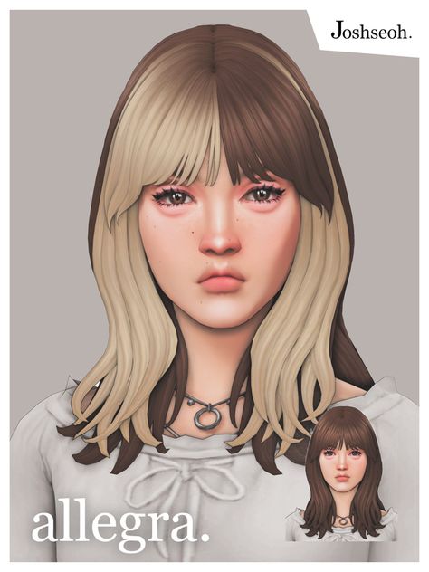 Allegra Hair (Hair Commissions) | Josh (jo_se_oh / joshseoh) Ts4 Two Toned Hair, Sims Wolfcut Cc, Sims 4 Stories, Half And Half Hair, Play Sims 4, Pelo Sims, Free Sims 4, Sims 4 Mm Cc, Sims 4 Teen