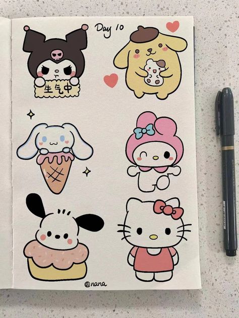 Easy Cartoon Drawings For Beginners, Hello Kitty Desenho, Magic Runes, Dibujos Aesthetic, Karakter Sanrio, Cute Easy Doodles, Kitty Drawing, Hello Kitty Drawing, Hello Kitty Art