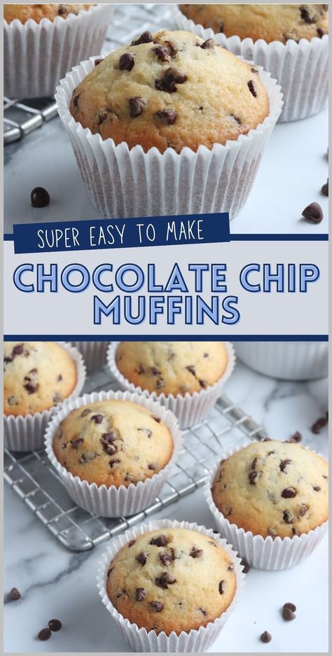 This best chocolate chip muffins recipe will bring the bakery into your home. Easy to make with everyday ingredients like milk, flour, and sugar, coupled with semi-sweet chocolate chips, these muffins bake up rich and moist. Whether you're new to baking or a seasoned pro, this recipe promises delectable results that echo favorite bakery-style treats. Quick Muffins Easy, Quick And Easy Muffins, Muffin Recipes No Milk, Easy Choc Chip Muffins, Easy Muffins 5 Ingredients, Chocolate Chip Muffins Recipe Easy, Easy Chocolate Chip Muffin Recipes, Home Made Chocolate Chip Muffins, Easy Muffins Recipe