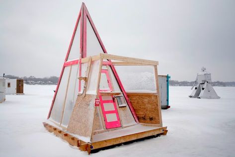 Ice Hut Plans, Ice Fishing Huts, Ice Hut, Fish Hut, Frozen Lake, Ice Fishing, The Funny, Warm And Cozy, Architecture Design