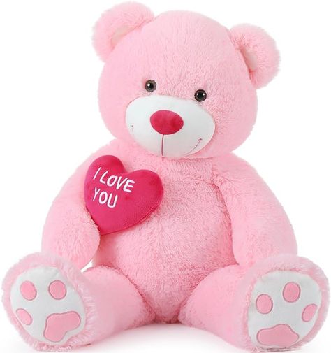 BENINY Red Heart Giant Teddy Bears, Big Teddy Bear Stuffed Animals with Embroidered I Love You for Girlfriend, Huge Valentines Fluffy Teddy Bear Birthday Gifts (Pink, 36 inches) Life Sized Teddy, Human Size Teddy Bear, Huge Teddy Bears, Fluffy Teddy Bear, Large Teddy Bear, Big Teddy Bear, Gifts Pink, Big Teddy, Giant Teddy Bear