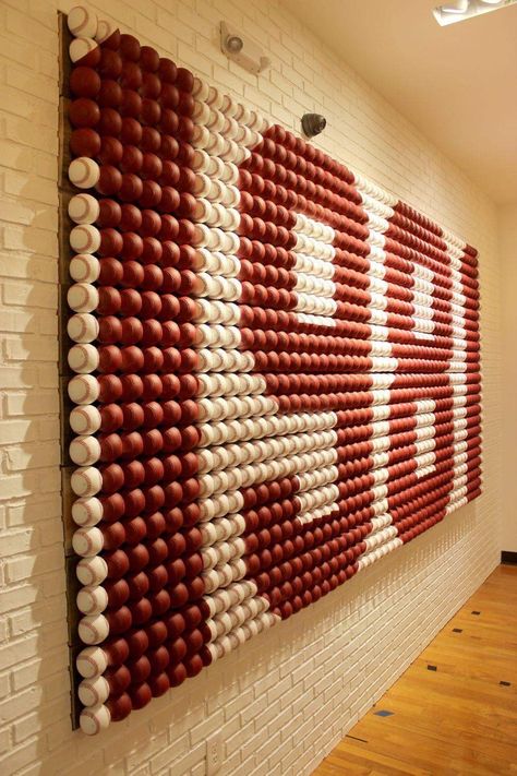 Baseball Mural, Interactive Walls, Custom Murals, Sports Wall, Diy Storage Cabinets, Sports Bar, Storage Diy, Furniture Storage, Wall Graphics