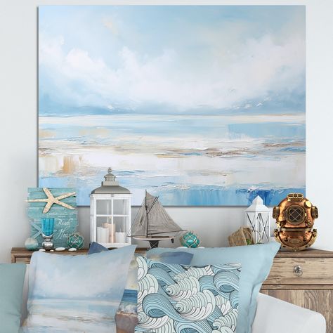 This beautiful "Coastal Beach Minimal Scenery IV" Canvas Art is printed using the highest quality fade resistant ink on canvas. Every one of our Coastal Wall art is printed on premium quality cotton canvas. Coastal Style Decorating, Ocean Wall Decor, Ocean Wall Art, Blue Living Room, Coastal Beaches, Art Living Room, Coastal Wall Art, Canvas Designs, Picture Frame Wall