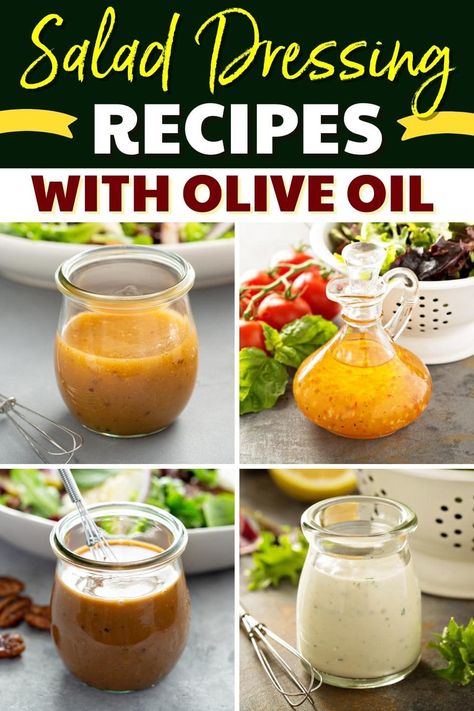 These homemade salad dressing recipes with olive oil are so good for you! Skip the store-bought stuff and try one of these dressings today. Homemade Dressings For Salads Olive Oils, Olive Oil Salad Dressings, Healthy Olive Oil Dressing, Best Homemade Salad Dressing Recipes, Oil Based Salad Dressing Recipes, Homemade Olive Oil Dressing, Olive Oil Based Salad Dressing, Low Carb Salad Dressing Homemade, Vinegarette Salad Recipes