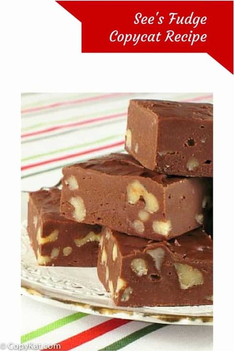 See's Fudge - The Copycat Recipe to Try Sees Fudge Recipe, Famous Fudge, Wheat Belly Recipes, Fudge Recipes Chocolate, Homemade Fudge, Copykat Recipes, Fudge Recipe, Low Carb Chocolate, Awesome Food