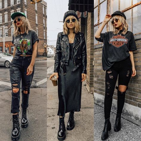 Look Grunge, Hipster Grunge, Outfits Classy, Grunge Dress, Rock Outfit, Black Outfits, Hipster Outfits, Rock Punk, Looks Black