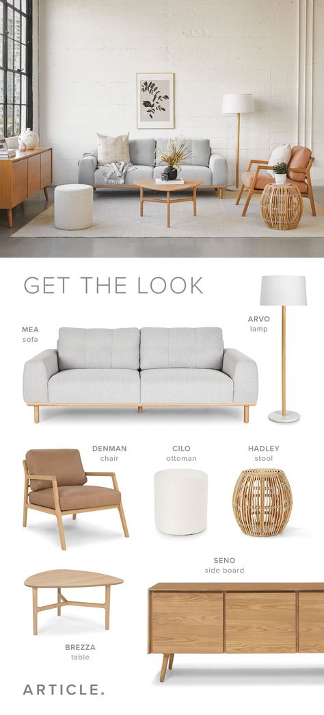 Mid Century Modern Living Room Decor, Scandi Living Room, Scandinavian Design Living Room, Modern Living Room Decor, Japandi Living, Decor Ideas Bedroom, Nordic Living Room, Wallpaper Home Decor, Mid Century Modern Living