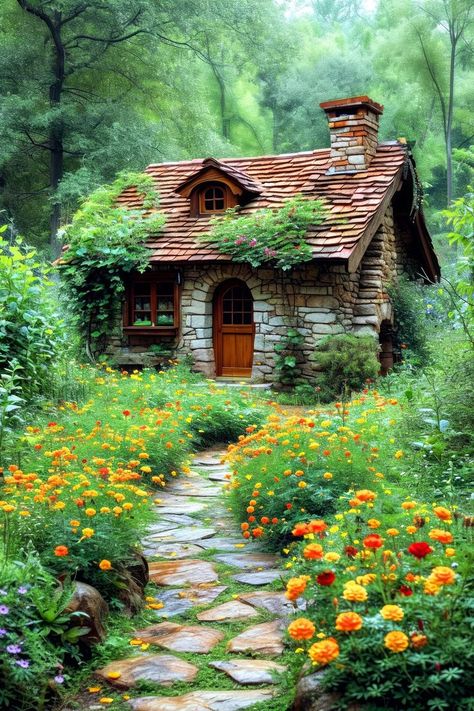 Cottage In Woods, Hydrangea Aesthetic, Hillside Pool, Greens Garden, Pool Bed, Garden River, Conservatory Greenhouse, Casa Hobbit, Cute Cottages