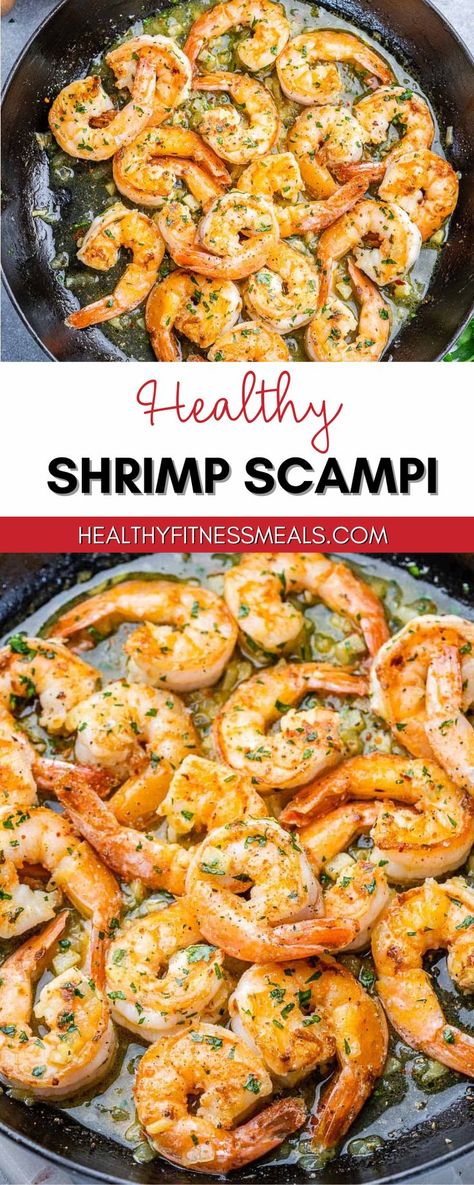 Shrimp Scampi No Butter, Healthy Shrimp Lunch Recipes, Healthy Shrimp Sauce, Healthy Skillet Shrimp Recipes, Macro Friendly Shrimp Scampi, Clean Eating Shrimp Recipes For Dinner, Shrimp Scampi Without Butter, Shrimp Recipes Scampi, Fast Easy Shrimp Recipes