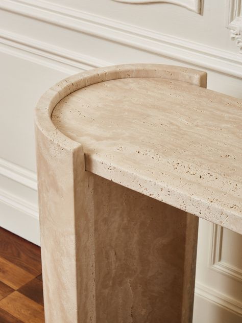 Mediteranian Home, Travertine Console, Curved Console, Designer Console Table, Marble Desk, Marble Furniture, Marble Console, Glass Console Table, Travertine Stone