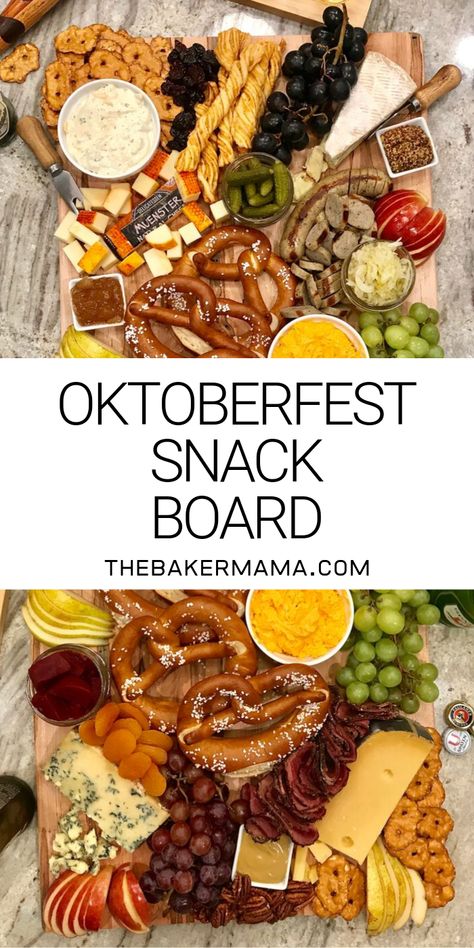 Live like you’re at Oktoberfest with this amazing Oktoberfest Snack Board! It’s covered in a tasty selection of German-inspired snacks like sliced bratwurst, sauerkraut, soft pretzels, regional cheeses, mustards and all the accompaniments. Just add beer and cheers! #oktoberfestsnackboard #snackboard Octoberfest Party, Oktoberfest Food, Octoberfest Food, Decorações Com Comidas, Charcuterie Inspiration, Oktoberfest Party, Charcuterie Platter, Snack Board, Party Food Platters