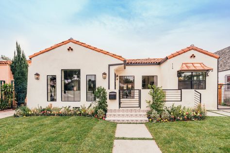 Modern Spanish Remodel West Hollywood - Mediterranean - Exterior - Los Angeles - by InHance Interiors | Houzz Bohemian House Exterior, Spanish Villa Home, Spanish House Exterior, Bungalow Landscaping, Modern Spanish Home, Mediterranean Exterior, Spanish Bungalow, Spanish Modern, Spanish Style Home