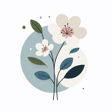 Premium Vector | Flat design of minimalist spring flowers Illustrator Flat Design, Minimal Flower Illustration, Spring Flower Illustration, Flower Flat Design, Minimal Flower, Flower Icon, School Wall Art, Flower Graphic Design, Procreate Ipad Art