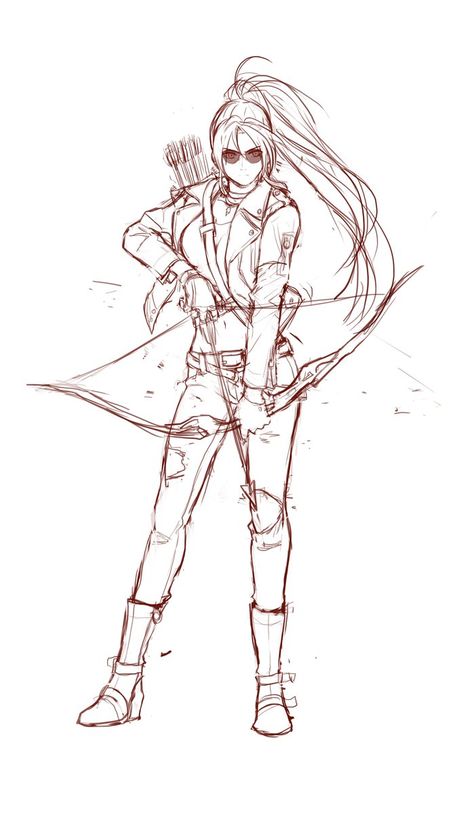 Warrior Poses Drawing, Archer Drawing Reference, Drawing Poses With Swords, Spear Poses Drawing Reference, Archer Poses Drawing, Archer Reference Pose, Warrior Drawing, Fantasy Drawings, Comic Art Girls