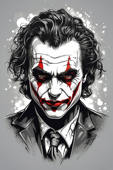 Illustration Tattoo Design, Joker Illustration, Joker Art Drawing, Joker Design, Wolverine Comic Art, Joker Drawing, Red Tattoo Ideas, Red Ink Tattoo, Joker Drawings