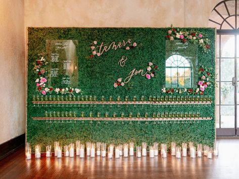 champagne wall seating chart | greenery wall seating chart | Orlando Wedding Planner - Plan It Events | www.planitcfl.com Champagne Wall Seating, Champagne Wall Seating Chart, Wall Seating Chart, Howey Mansion, Champagne Wall, Surprise Dance, Greenery Wall, Custom Wedding Gown, Wall Seating