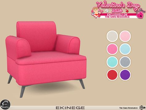 The Sims 4 Cc Pink Furniture, Pink Furniture Sims 4 Cc, Valentines Living Room, Sims 4 Wedding Dress, Sims Outfits, Living Chair, Furniture Cc, Play Sims 4, Sims 4 Bedroom