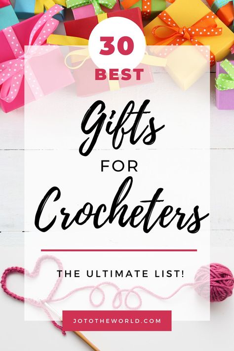 Looking for gifts for crocheters? This list of 30 gift ideas for crocheters will help you find gifts for people who crochet as each of these presents make perfect gifts for crochet lovers. Find the perfect Christmas, birthday, anniversary or just because gifts for the crocheter in your life. Best Gifts For Crocheters, Gifts For A Crocheter, Gift For Crocheter, Crochet Lovers Gifts, Birthday Gift Crochet Ideas, Gift For Knitter, Gift Ideas For Crocheters, Gifts For Crochet Lovers, Crochet Anniversary Gift For Him