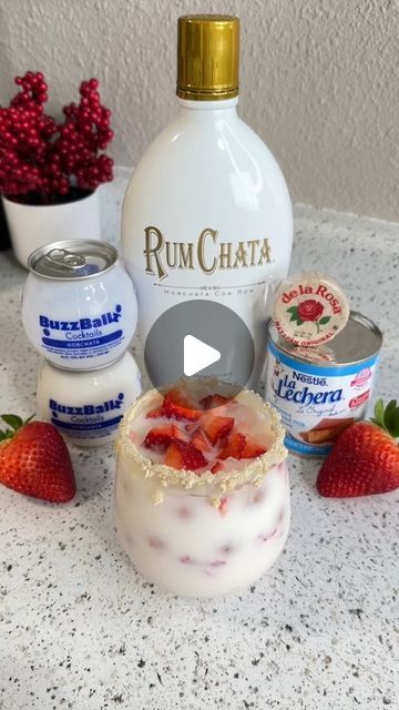 Hispanic Kitchen on Instagram: "The perfect cocktail for Valentine's Day: Strawberry Buzzball Horchata + Rumchata ❤️ Recipe and 🎥: TT/casualerik  #valentinesday #cocktails #recipes #fyp #repost #hispanickitchen" Pineapple Rumchata Recipes, Horchata Cocktail Recipe, Buzz Balls Drink, Horchata Liquor Cocktail Recipes, Alcoholic Horchata Recipe, Fireball And Rumchata, Mexican Alcoholic Drinks, Alcoholic Horchata, Horchata Cocktail