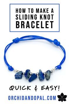 Double Sliding Knot Tutorial, Adjustable Bracelet Diy Sliding Knot Tutorials, How To Tie An Adjustable Knot Bracelets, Sliding Knot Bracelet Tutorial, Adjustable Bracelet Diy Sliding Knot, Easy Sliding Knot, Beading Knots, Knot Bracelet Tutorial, Sliding Knot Tutorial