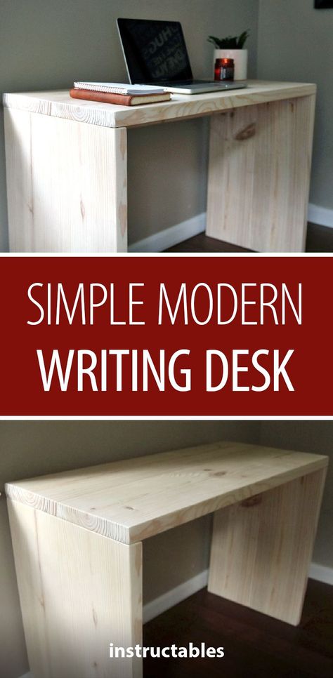 Simple Wood Desk, Diy Wood Desk, Desk Modern, Writing Desk Modern, Desk Plans, Furniture Website, Simple Desk, Simple Furniture, Diy Home Decor Bedroom