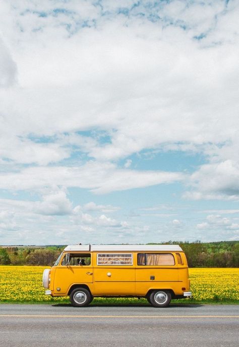 Road Trip Van, Van Life Aesthetic, Tumblr Yellow, Bay Of Fundy, Yellow Aesthetic Pastel, New Brunswick Canada, Appalachian Mountains, Yellow Wallpaper, Yellow Aesthetic