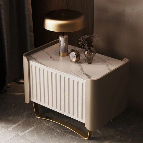 Add sophistication to your bedroom with our Luxury Nordic Nightstands Bedside Table! 🌙✨ Elegant design with ample storage. Shop now! Side Tables Bedroom Modern Luxury, Side Tables Bedroom Modern, Dark Bedside Tables, Leather Nightstand, Narrow Bedside, Minimalist Bedside Table, Minimalist Vanity, Bedside Table Grey, Soft Bedroom