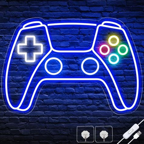 Ethlomoer Game Neon Sign, Gamepad Shaped Gaming Neon Light Sign, USB Powered Led Sign, Gamer Gifts, Neon Signs for Wall Decor, Kids Game Room, Boys Bedroom, Wall Art Decoration Boys Bedroom Accessories, Kids Game Room, Boys Bedroom Wall Art, Game Room Wall Decor, Room Boys, Gaming Room Decor, Teen Boy Room, Shape Games