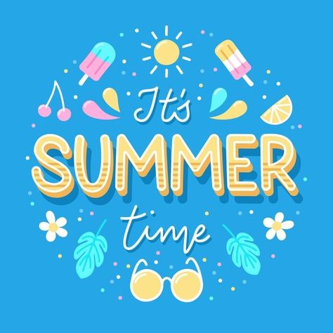 Summer Graphics Design, Summer Lettering Design, Summer Time Illustration, Summer Text Design, Summer Quotes For Kids, Fun Summer Quotes, Summer Poster Design, Summer Fonts, Sport Poses